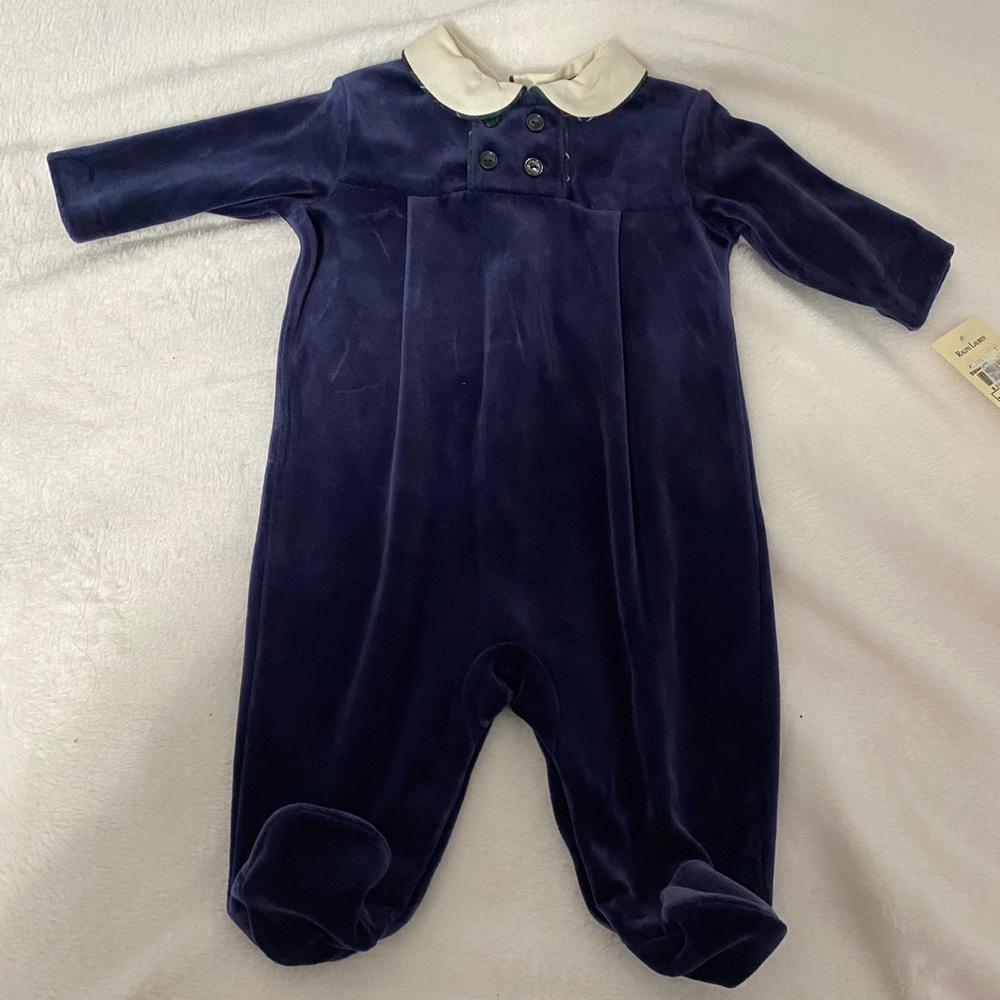 Ralph Lauren Blue Velvet Onesie 0-3 months